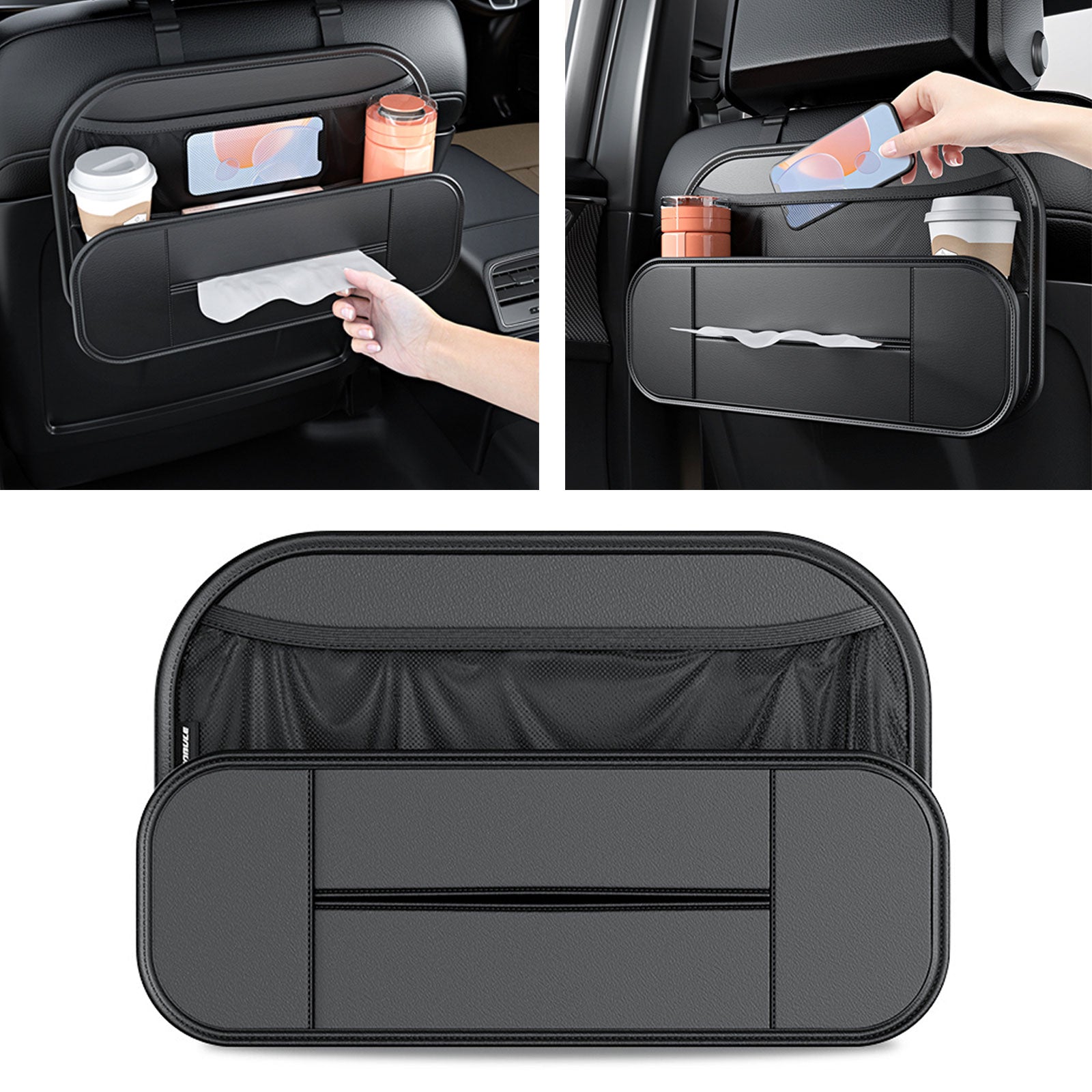 Fiber Leather Car Storage Bags - Seat Back Hanging Bag and Organizer, Custom Fit For Your Cars, Car Accessories