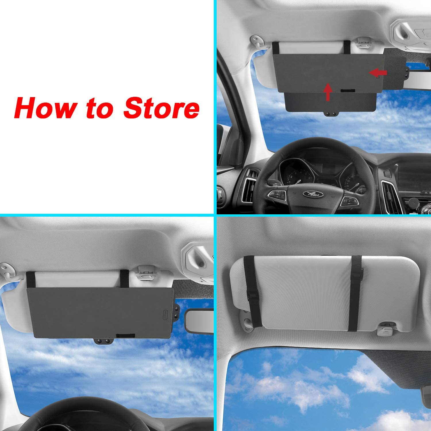 Retractable Universal Car Sun Visor Extender, Multifunctional Sunshade and UV Protector, Anti-Glare Goggles, High-Temperature Resistant, Durable PU+PC Material