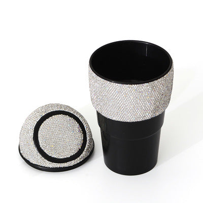 Bling Diamond-Encrusted Auto Garbage Can Car Trash Can with Lid