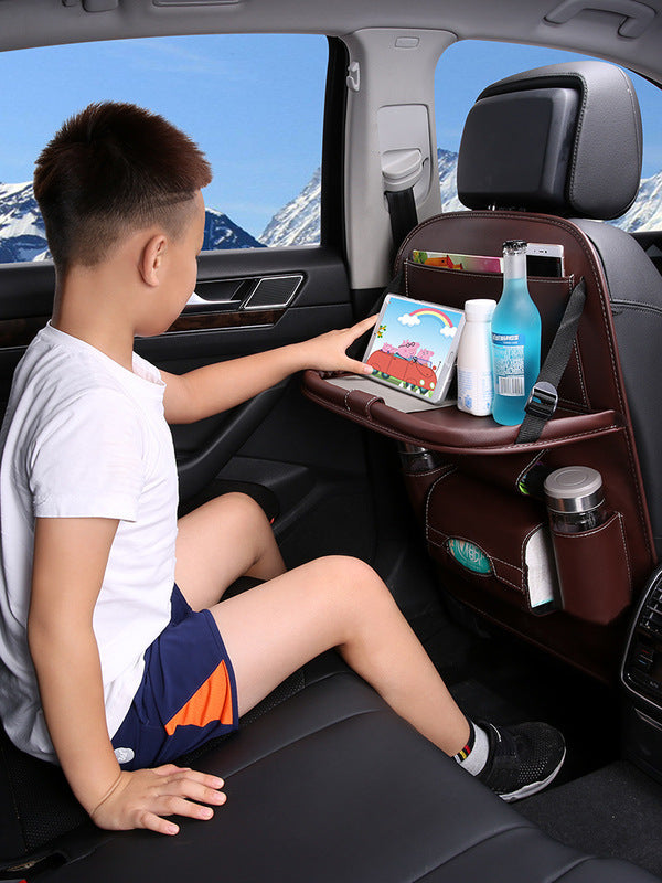 Universal Foldable PU Leather Car Seat Back Anti-Kick Storage Bags - Car Back Seat Organizer, Custom Fit For Your Cars