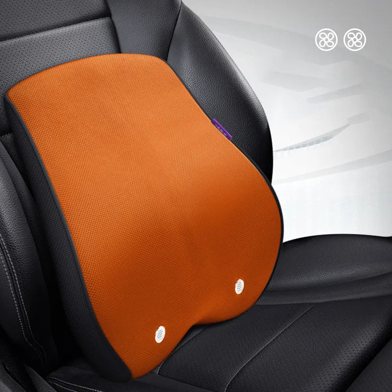 USB-Powered 5V Cooling Lumbar Cushion with Integrated Fans for Car and Indoor Use - Delicate Leather