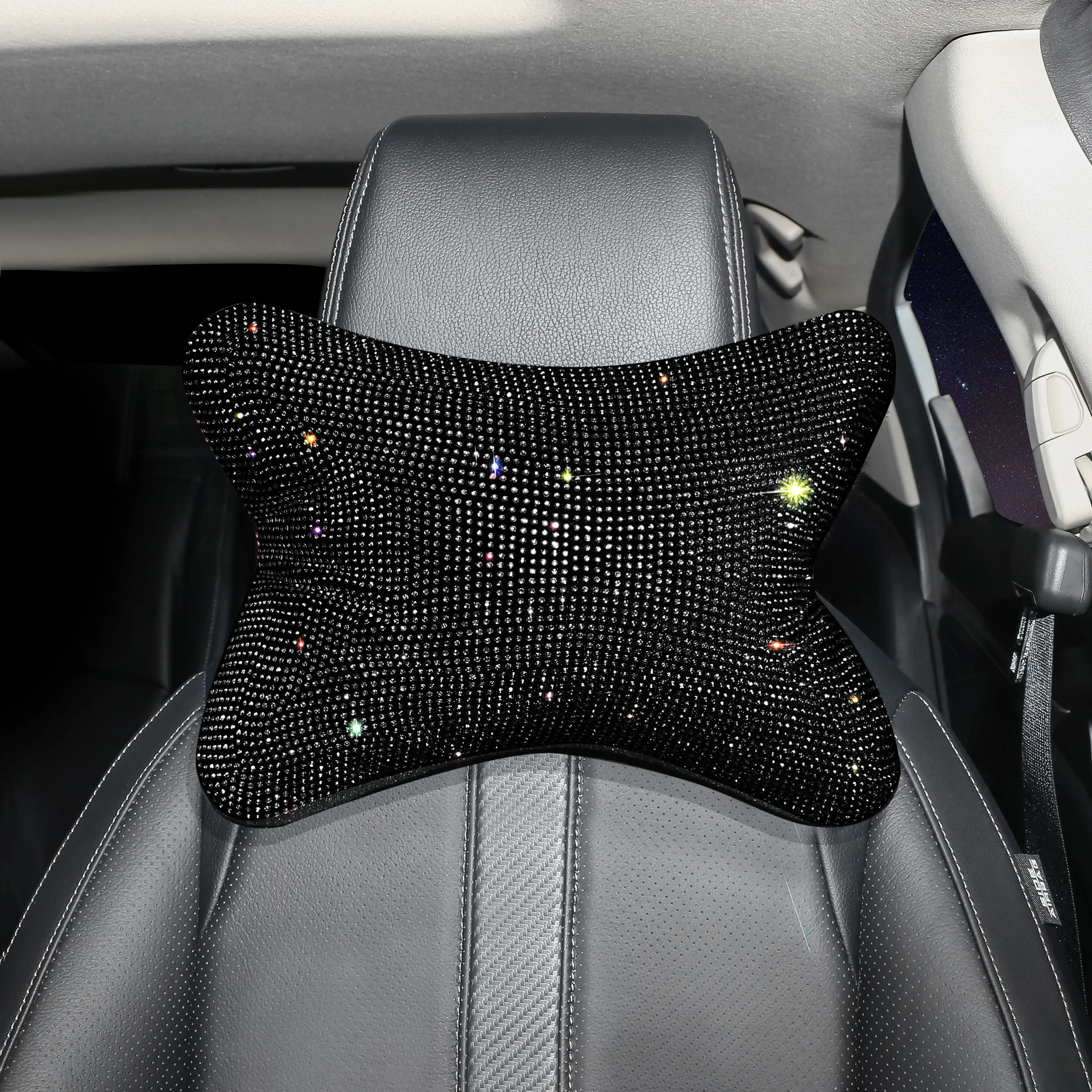 Elevate Your Driving Experience with the Universal Bling Comfortable Fashion Car Seat Head Neck Pillow - Delicate Leather