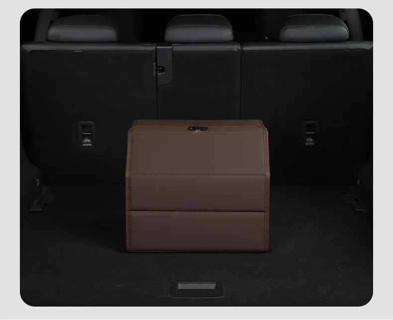 Car Storage Organizer, Cargo Organizer SUV Trunk Storage Waterproof Collapsible Durable Multi Compartments - Delicate Leather