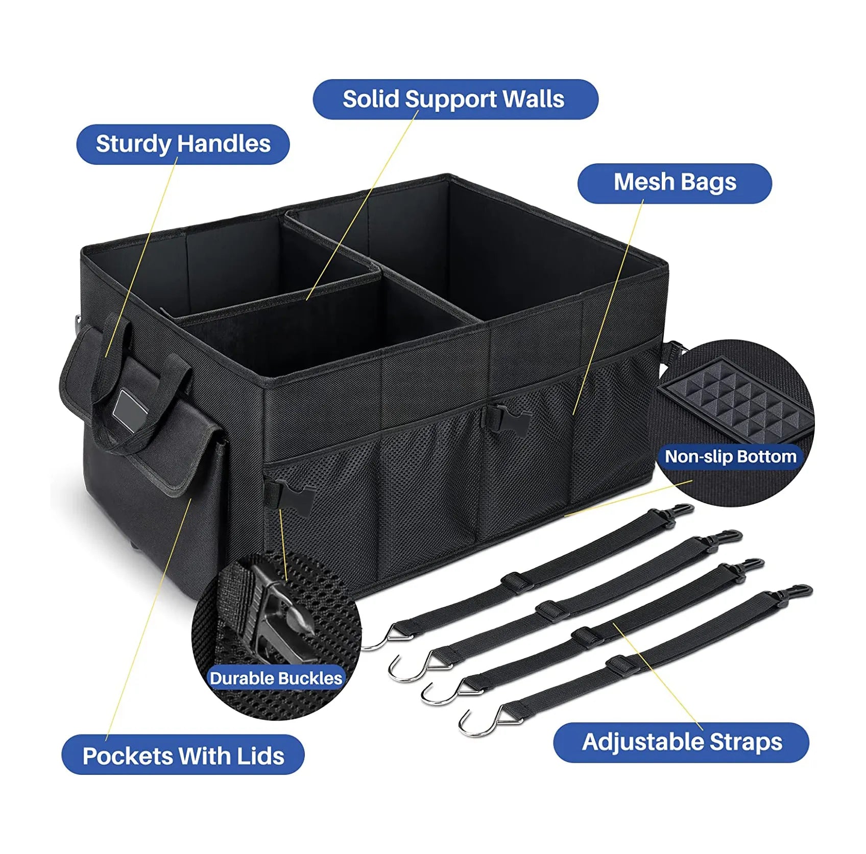 Collapsible Car Boot Storage Organizer - Durable and Versatile Trunk Storage Solution - Delicate Leather