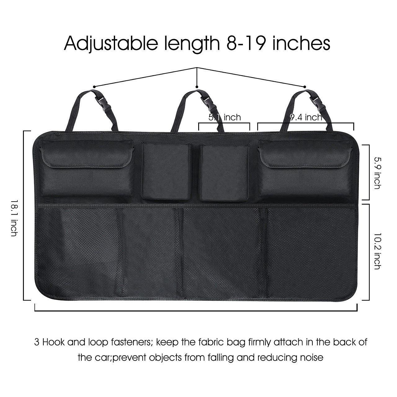 Back Seat Hanging Organizer with 8 Large Storage Bags - Car Trunk Organizer, Custom Fit For Your Cars, Car Accessories