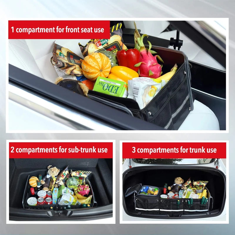 Trunk SUV Organizer with Adjustable Securing Straps, Insulated Cooler Bag, and Waterproof Storage Box for Car Trunk Organization