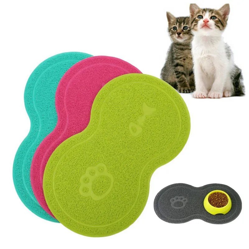 Pet Feeding Mat Dog Cat Eating Drinking Bowl Pad Waterproof Pet Litter Mat Puppy Water Food Dish Tray PVC Feed Placemat for Pet - Delicate Leather