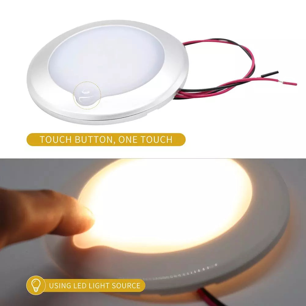 RV Roof Ceiling Cabin Light IP67 Touch Dimming Caravan Marine Interior Lamp Car Camping Auto Accessories - Delicate Leather