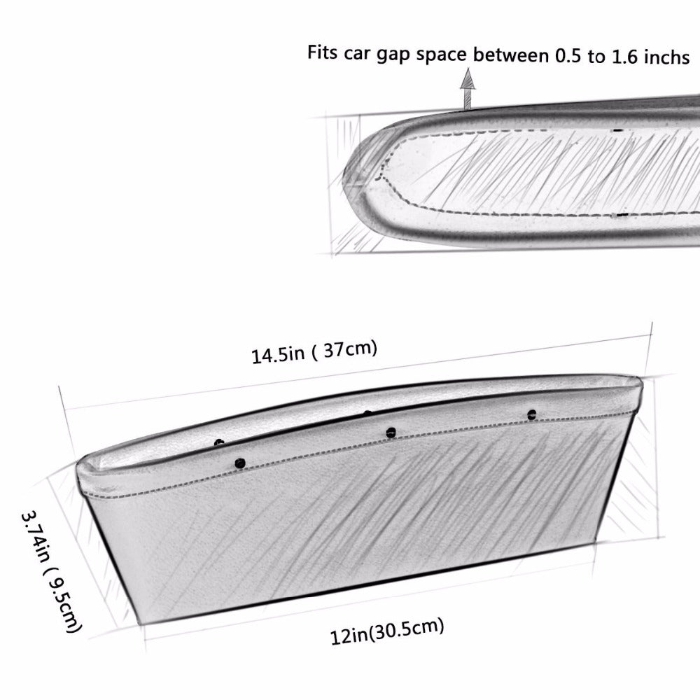 Car Seat Gap Filler Organizer, Custom For All Cars, Auto Car Back Seat Side Door Gap Filler Box Organizer - Durable PU Leather