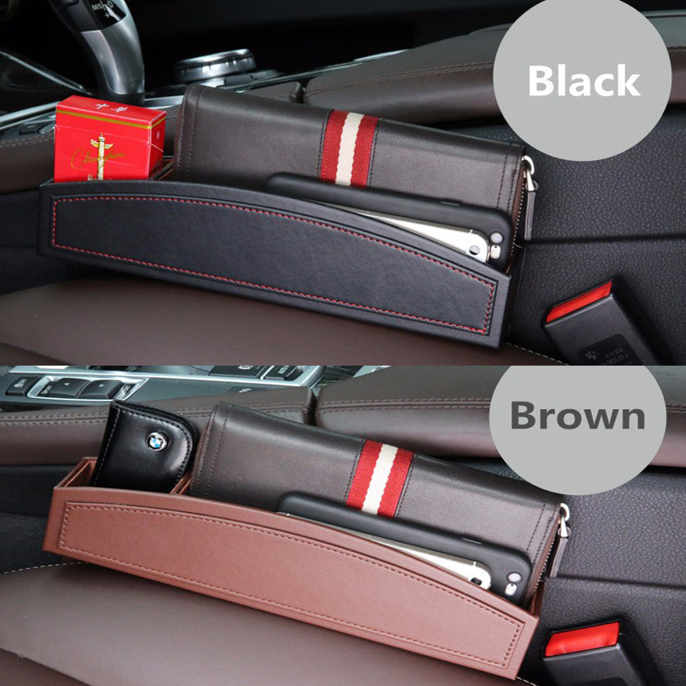 Car Seat Gap Filler Organizer, Custom For All Cars, Leather Car Seat Gap Filler Organizer Box - Car Accessories