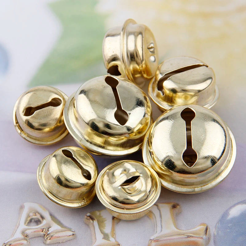 10pc 18/20/26mm Gold Bells Pendants Hanging Christmas Tree Ornaments Christmas Decorations DIY Crafts Accessories - Delicate Leather