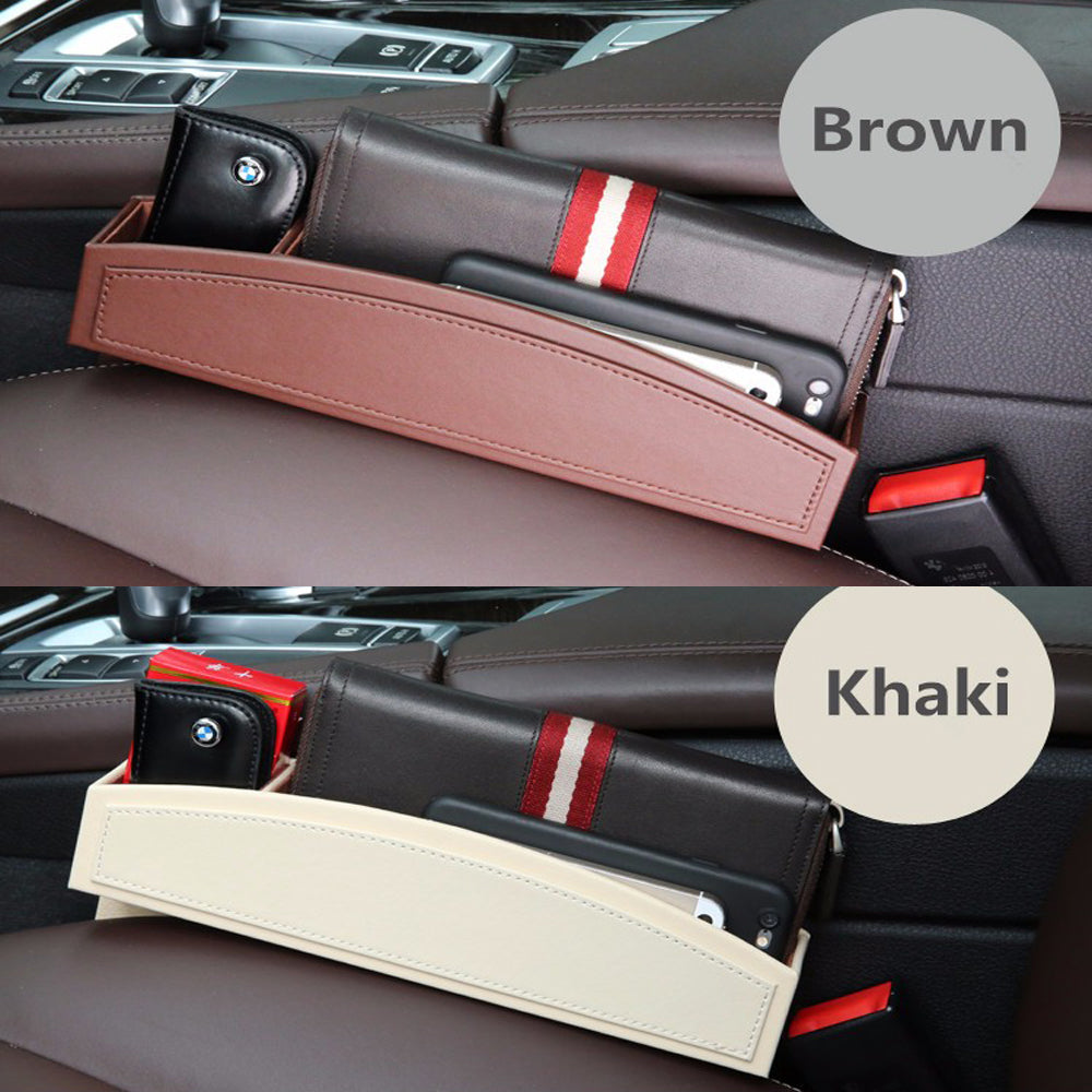 Car Seat Gap Filler Organizer, Custom For All Cars, Leather Car Seat Gap Filler Organizer Box - Car Accessories