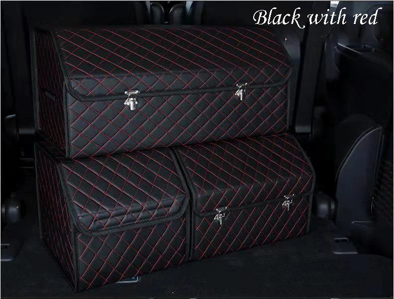 Premium Multi-Functional PU Leather Car Trunk Storage Organizer Bin Container Box for All Your Car Storage Needs - Delicate Leather