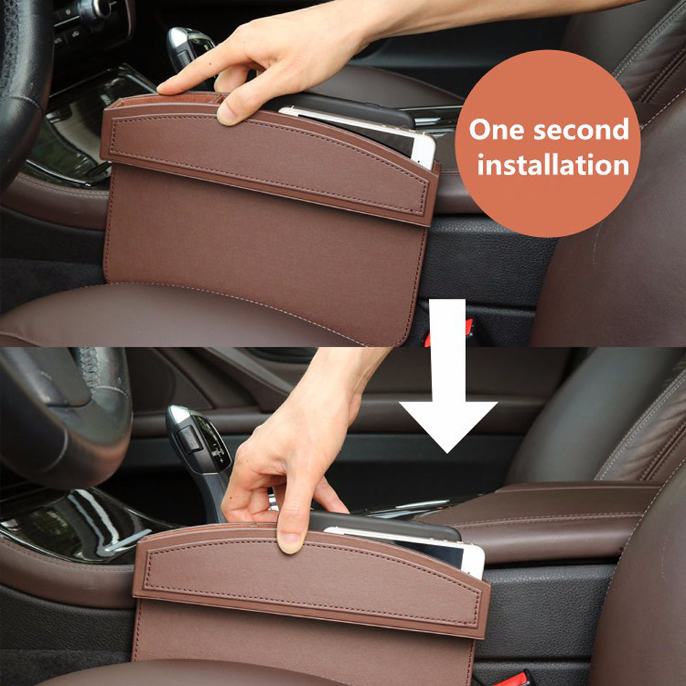 Car Seat Gap Filler Organizer, Custom For All Cars, Leather Car Seat Gap Filler Organizer Box - Car Accessories