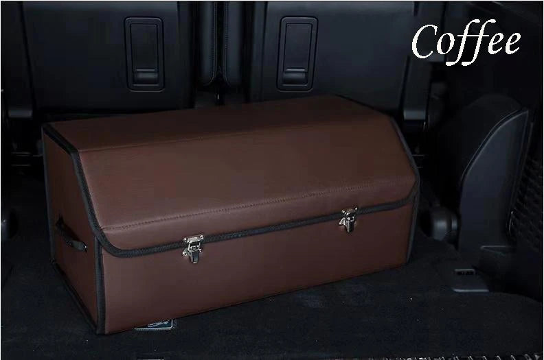 Premium Multi-Functional PU Leather Car Trunk Storage Organizer Bin Container Box for All Your Car Storage Needs - Delicate Leather