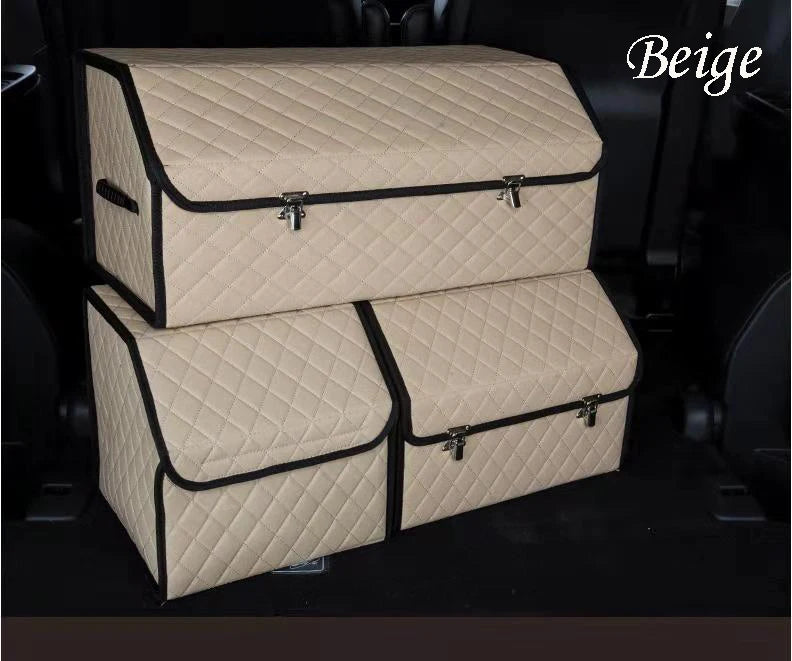 Premium Multi-Functional PU Leather Car Trunk Storage Organizer Bin Container Box for All Your Car Storage Needs - Delicate Leather