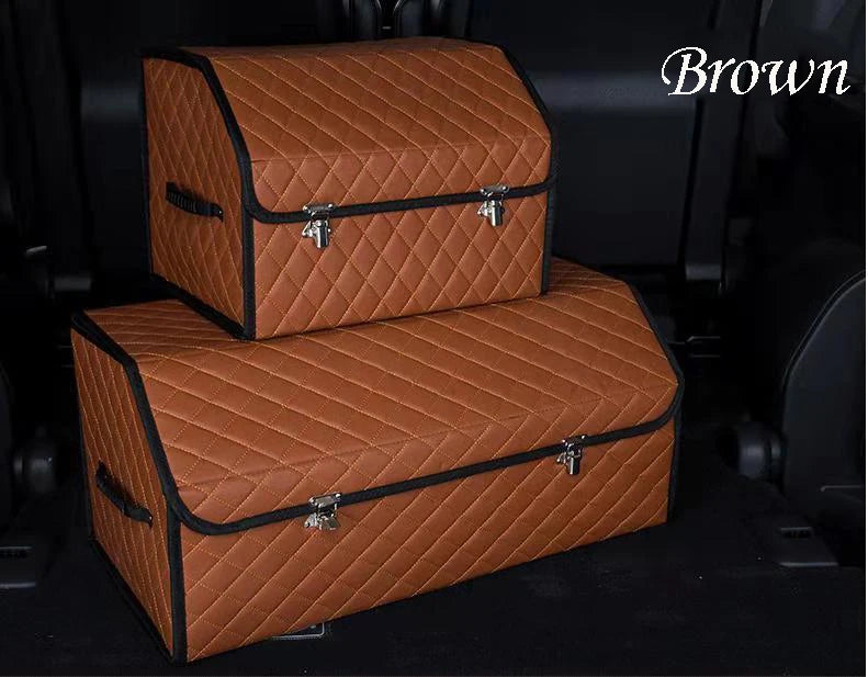 Premium Multi-Functional PU Leather Car Trunk Storage Organizer Bin Container Box for All Your Car Storage Needs - Delicate Leather