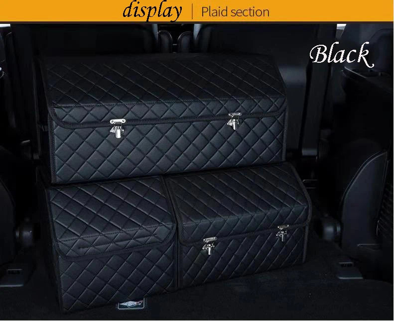 Premium Multi-Functional PU Leather Car Trunk Storage Organizer Bin Container Box for All Your Car Storage Needs - Delicate Leather