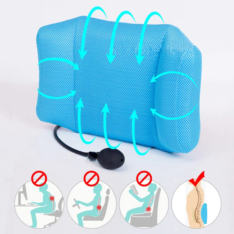 1Pcs BYEPAIN Portable Inflatable Lumbar Support Cushion/ Massage Pillow for Travel Office Car Camping to Wais Back Pain Relief