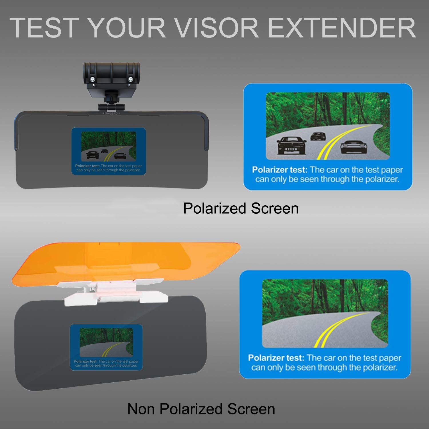 Polarized Sun Visor Extender for Car, Windshield Sunshade Accessories Car Sun Visor Mirror Protects from Sun Glare