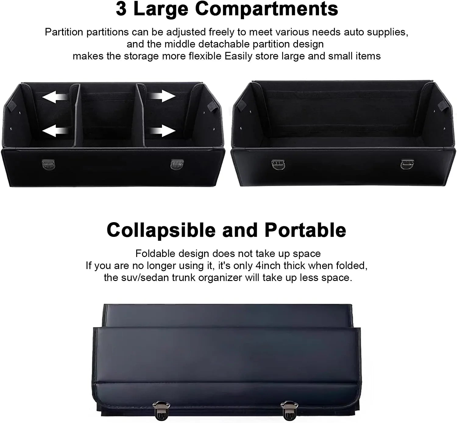 Premium PU Leather Car Trunk Organizer - Streamline Your Car's Storage - Delicate Leather