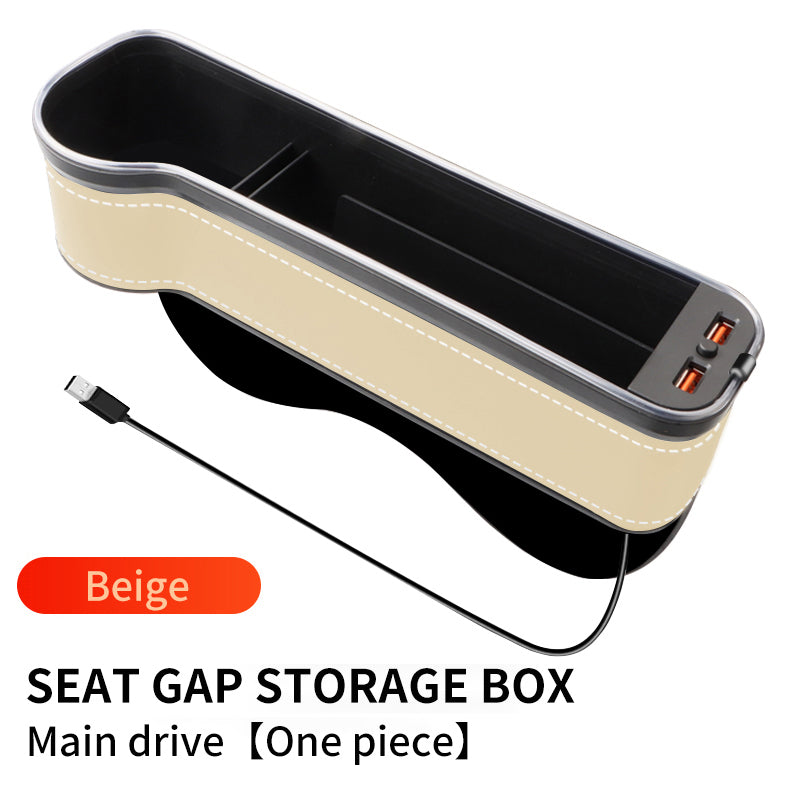 Car Seat Gap Filler Organizer, Custom For All Cars, Universal Car Console Seat Storage Box with Cup Holder, 7-Color LED Light, and USB Fast Charging - Car Seat Gap Filler Organizer