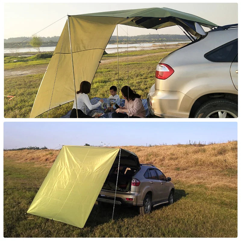 150/200/440CM Car Camping Shelter Shade Portable Roof Top Tent Awning Waterproof UV SUV Rooftop Rain Canopy Car Accessories - Delicate Leather