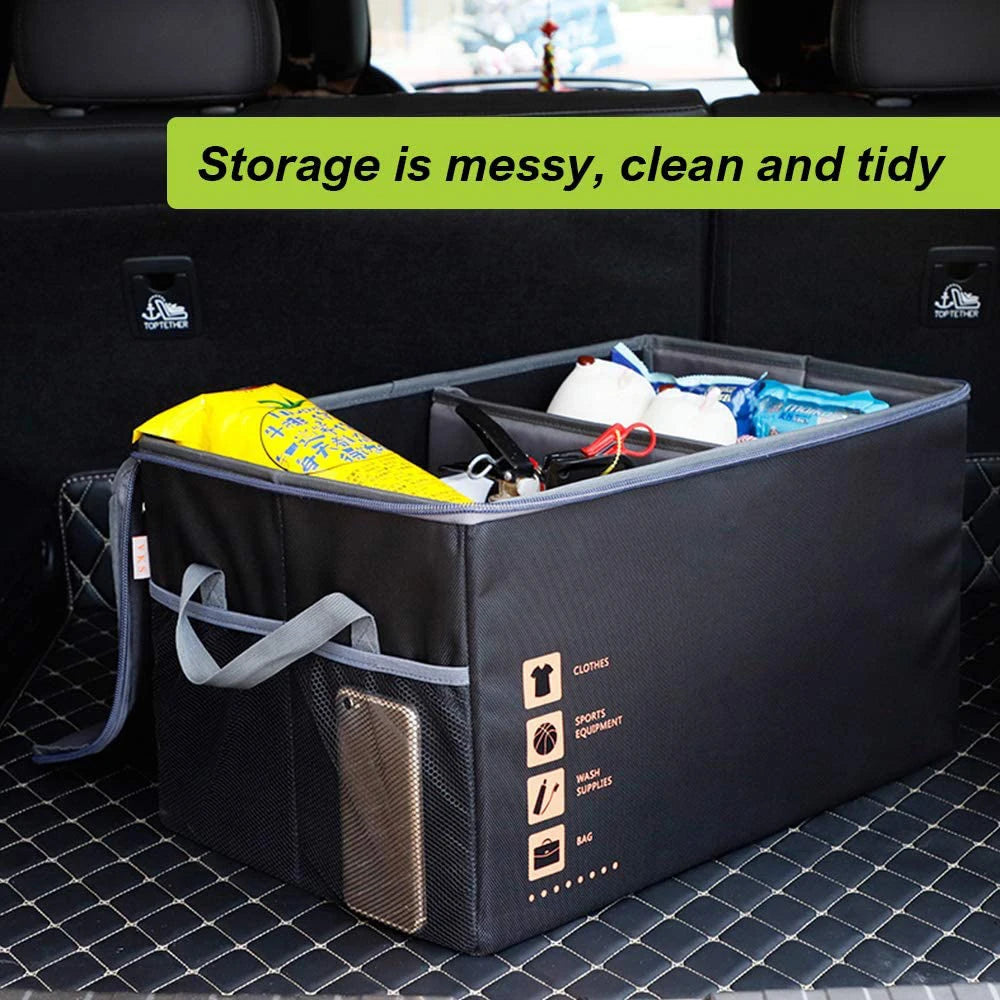 Versatile Foldable Cargo Storage Boot Bag Box - The Ultimate Collapsible Car Trunk Organizer - Delicate Leather