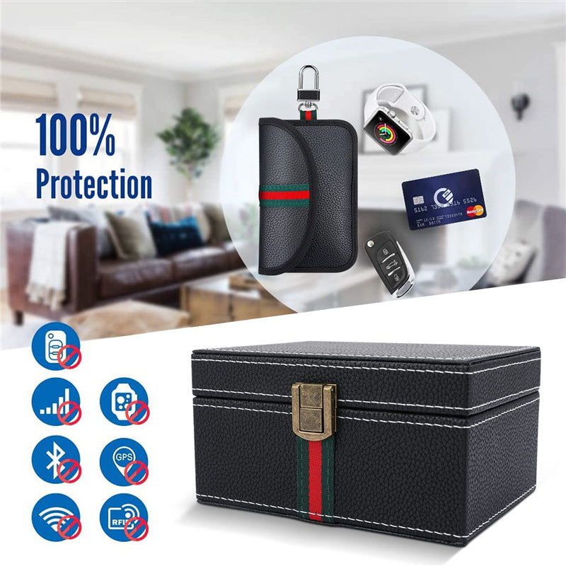 Customized Logo and Material Factory Fob Storage Box - Keyless Car Key Signal Blocker Box with Pouch