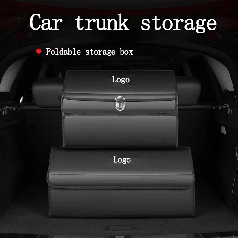 Trunk Organizer Car Storage Bag, Cargo Organizer SUV Trunk Storage Waterproof Collapsible Durable Multi Compartments - Delicate Leather