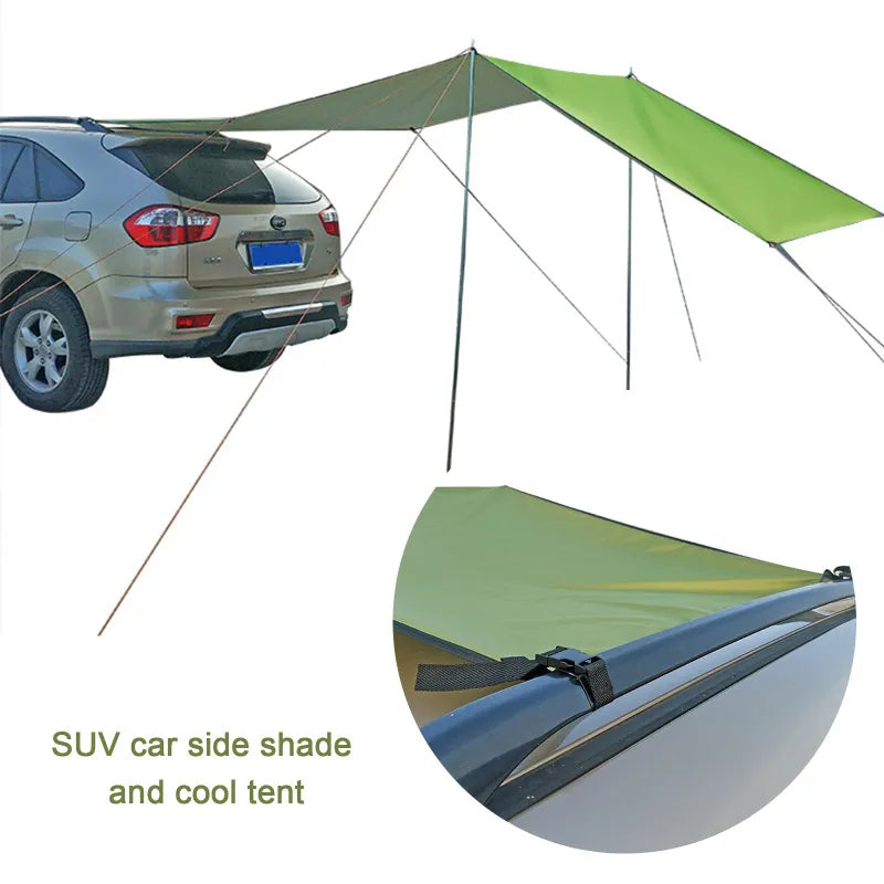 150/200/440CM Car Camping Shelter Shade Portable Roof Top Tent Awning Waterproof UV SUV Rooftop Rain Canopy Car Accessories