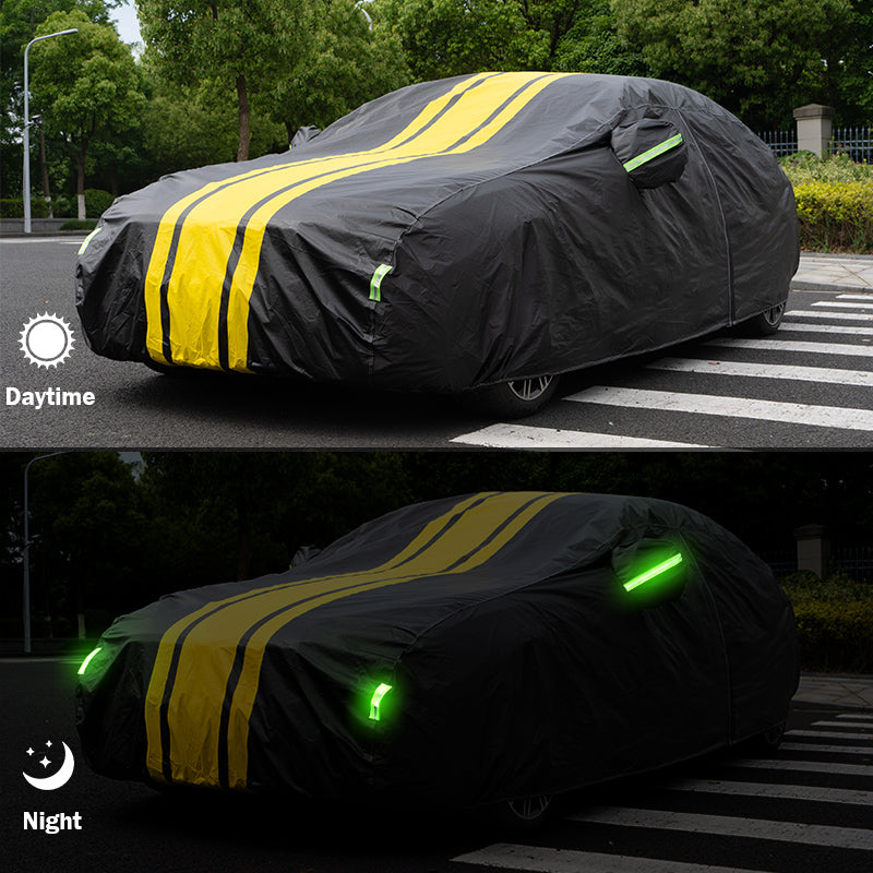 Universal Coated All Weather Protection Foldable Car Cover with Cotton - Sunscreen Heat Insulation Car Cover