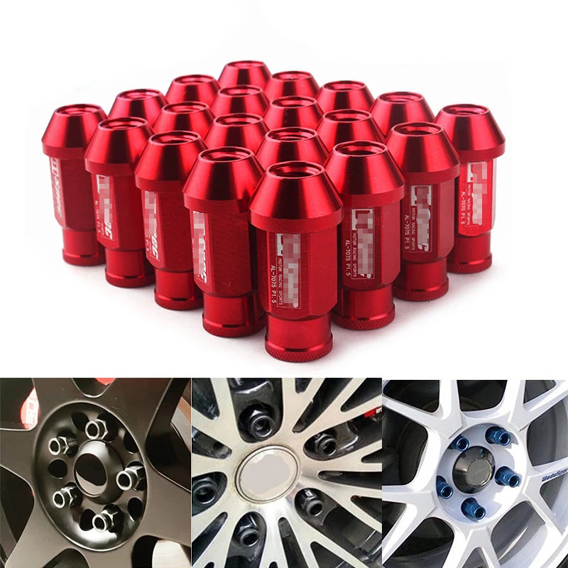 20pcs Racing Aluminium Alloy Car Wheel Lug Nuts - Ultra-Lightweight, High Strength, M12X1.5 and M12X1.25