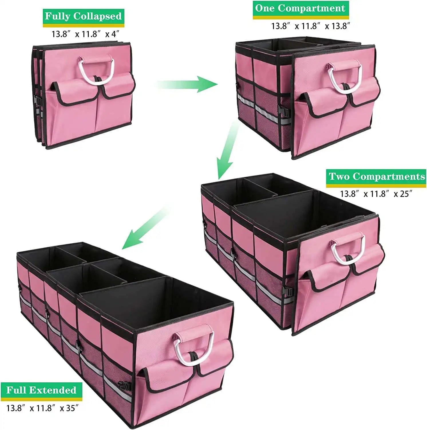 Large SUV Trunk Organizer: Waterproof, Collapsible, and Durable with Non-Slip Bottom and Multiple Compartments for Cargo Organization - Delicate Leather