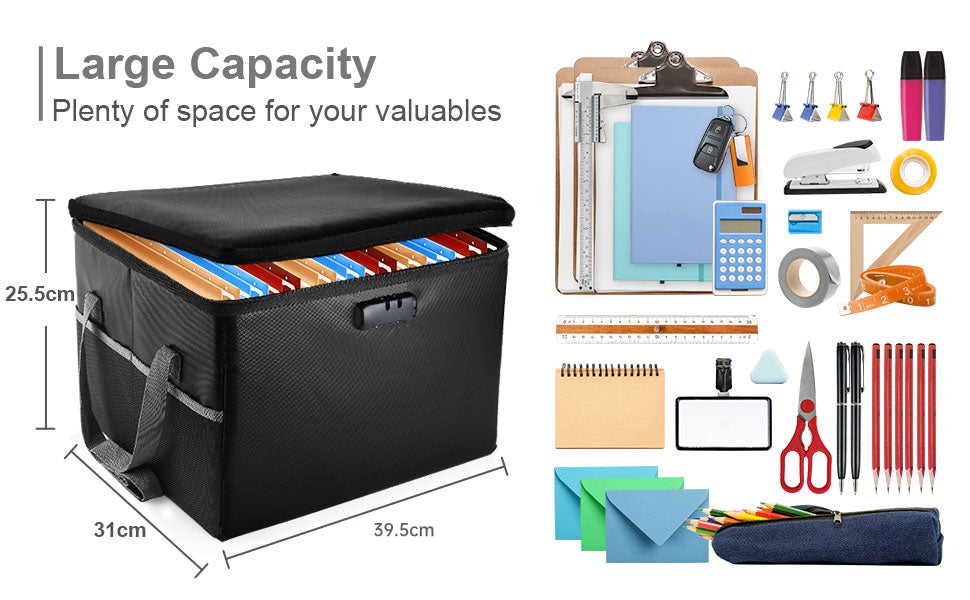 Portable Fireproof Document Organizer - Fireproof Hanging File Holder and Important File Storage Box