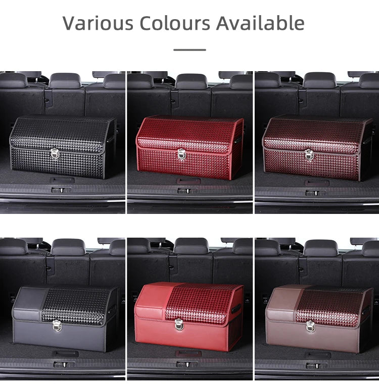 Durable and Premium Foldable Waterproof Cargo Storage Box for Car, Designed for Organized Trunk Space - Ideal Car Accessory for Women - Delicate Leather