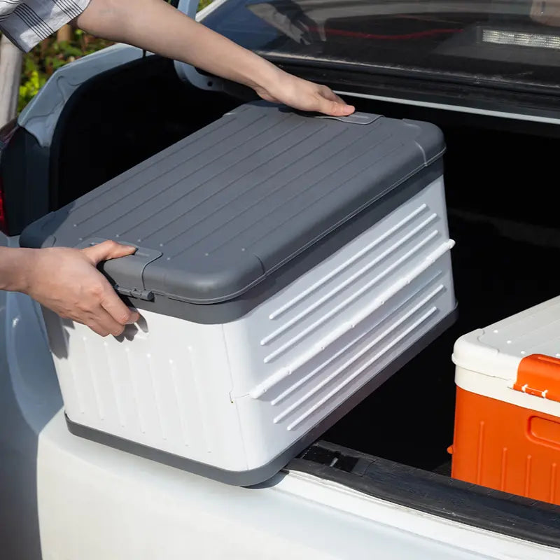 Professional Collapsible Storage Bin with Stackable Utility Design - Delicate Leather