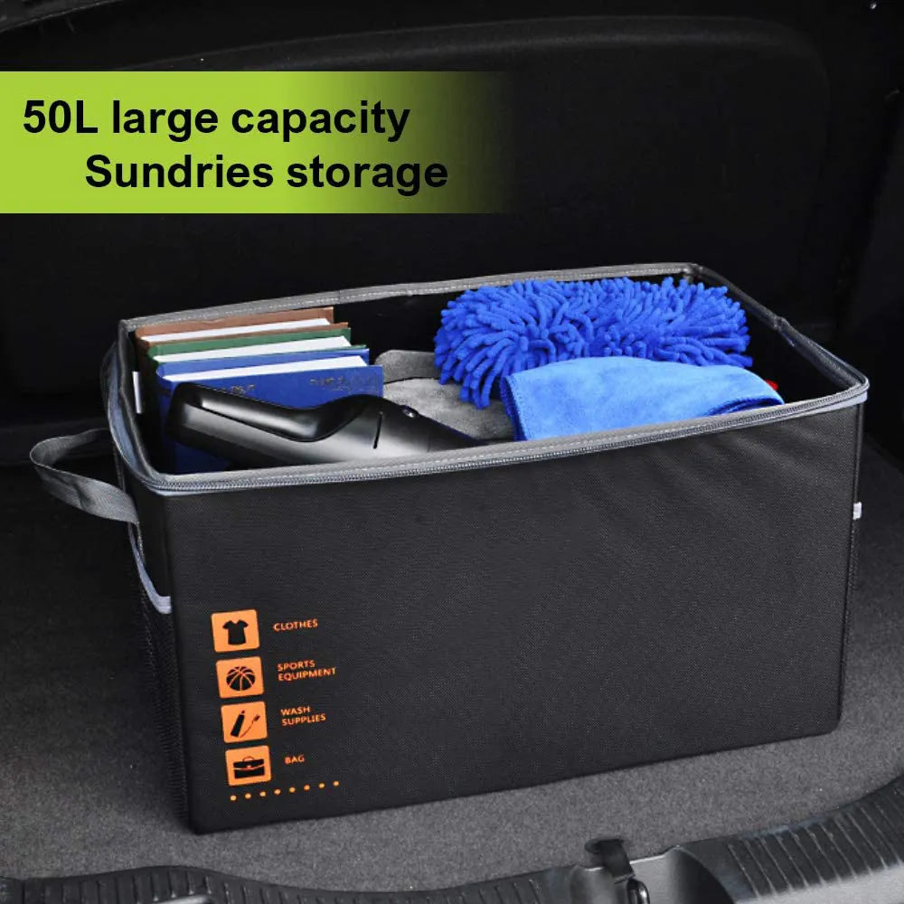 Versatile Foldable Cargo Storage Boot Bag Box - The Ultimate Collapsible Car Trunk Organizer - Delicate Leather