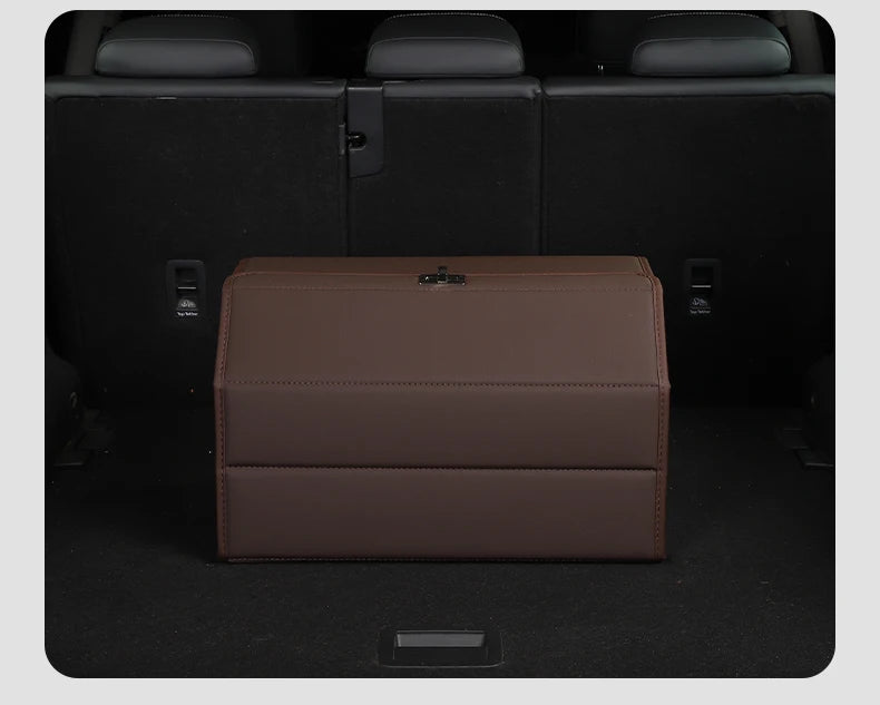 Car Storage Organizer, Cargo Organizer SUV Trunk Storage Waterproof Collapsible Durable Multi Compartments - Delicate Leather