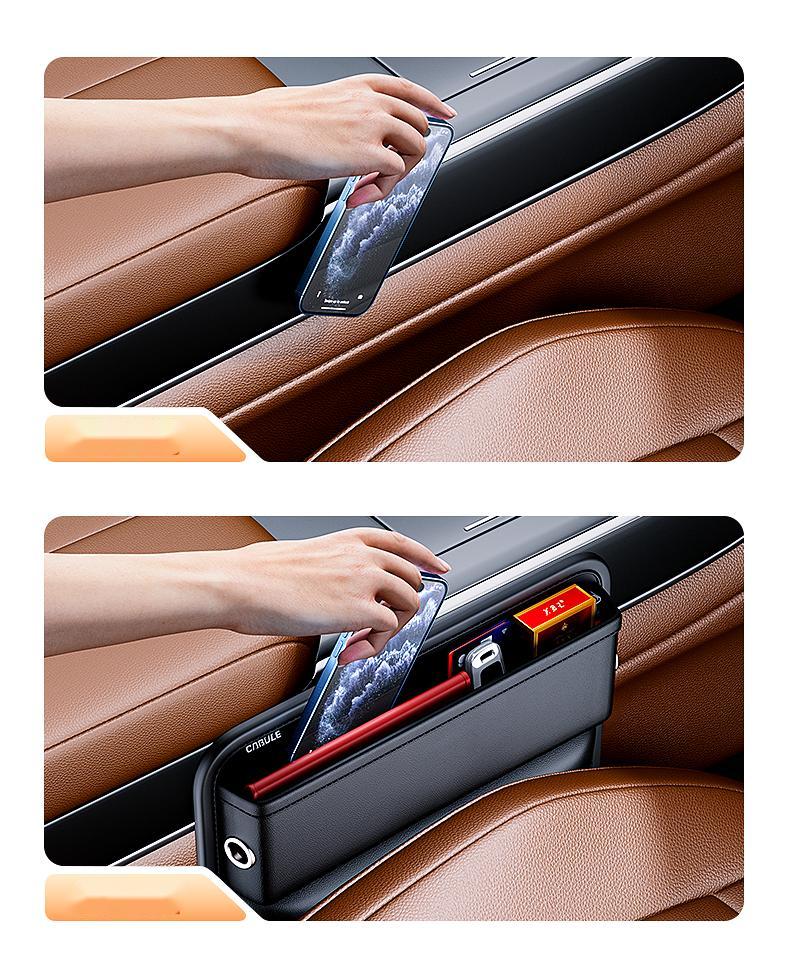 Auto Interior Accessories: Universal Leather Car Seat Gap Filler Organizer, Custom For All Cars, Multifunctional Pu Leather Console Side Pocket Organizer