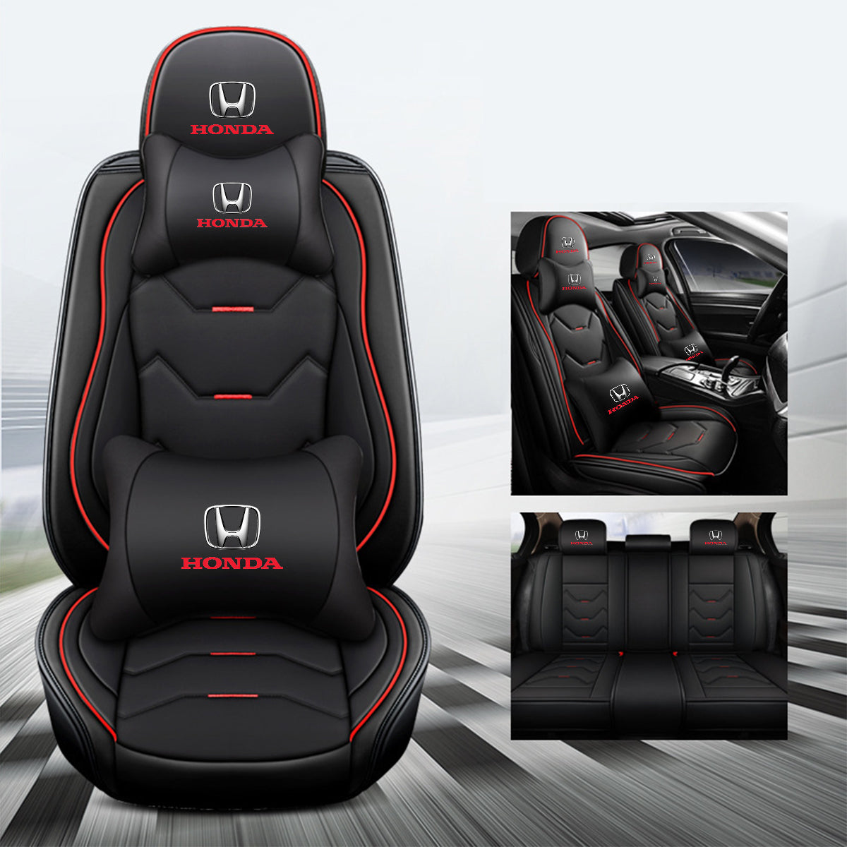 2 Leather Car Seat Covers 5 Seats Full Set, Custom fit for Car, Fit Sedan SUV Truck Vans Leatherette Automotive Seat Cushion Protector Universal Fit