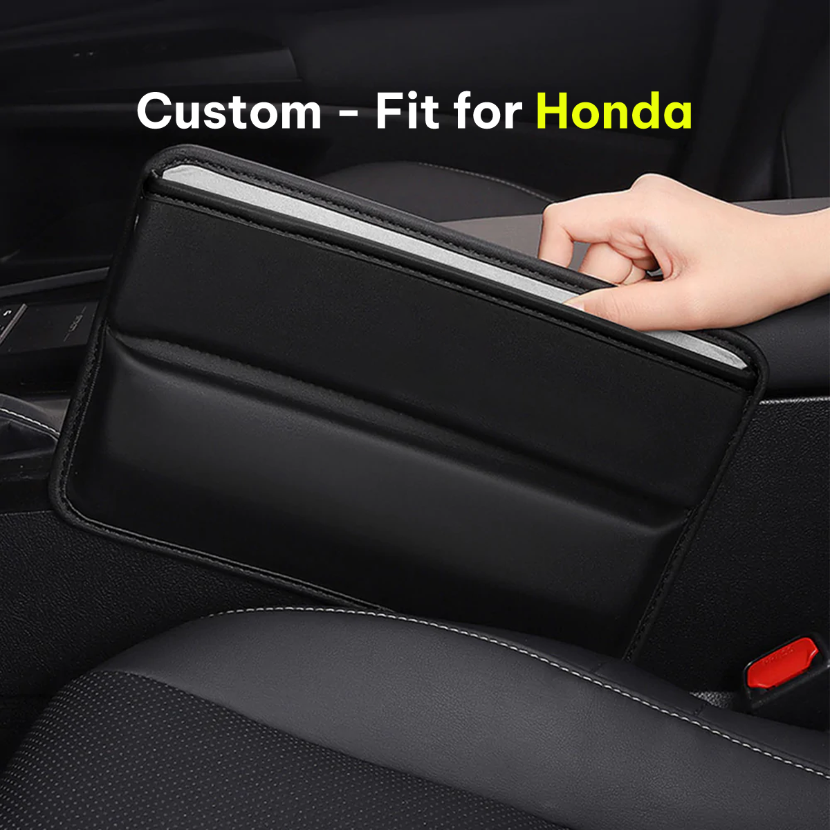 Car Seat Gap Filler Organizer, Custom-Fit For Car, Multifunctional PU Leather Console Side Pocket Organizer for Cellphones, Cards, Wallets, Keys DLHA226