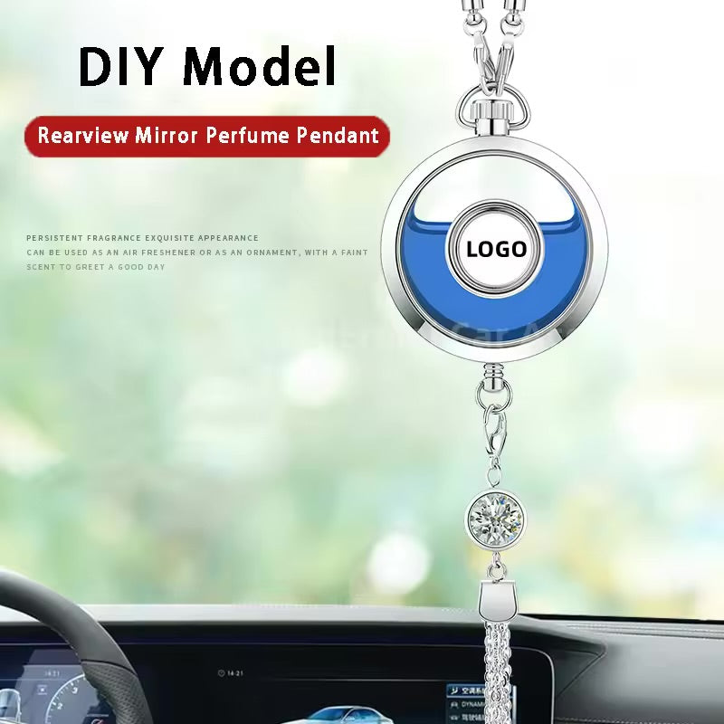 Metal Car Perfume Pendant Air Freshener Bottle – Hanging Ornament for Rearview Mirror, Empty Refillable Fragrance Diffuser - Delicate Leather  