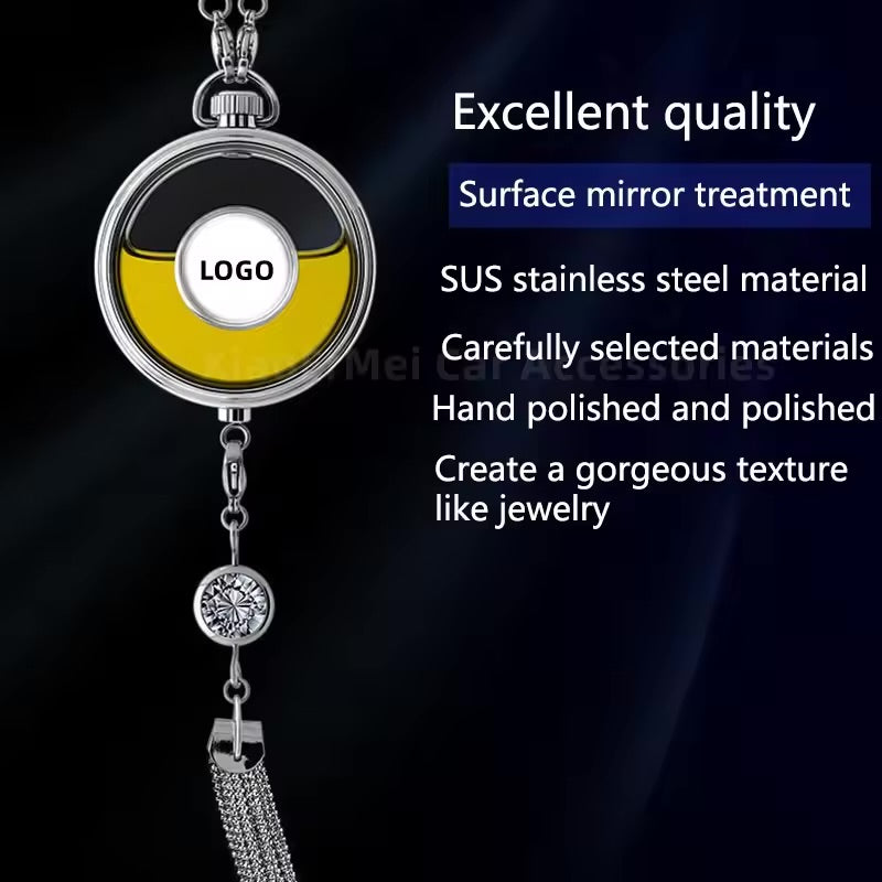 Metal Car Perfume Pendant Air Freshener Bottle – Hanging Ornament for Rearview Mirror, Empty Refillable Fragrance Diffuser - Delicate Leather  