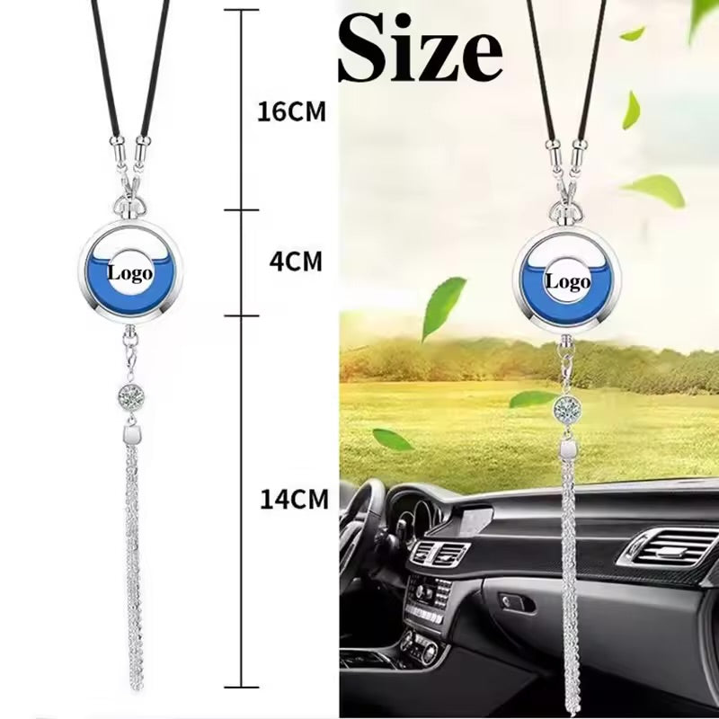 Metal Car Perfume Pendant Air Freshener Bottle – Hanging Ornament for Rearview Mirror, Empty Refillable Fragrance Diffuser - Delicate Leather  
