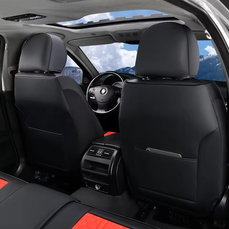 Red 3D Massage Car Seat Covers – Memory Foam, Breathable Leather, Fixed Lumbar Support, Universal Fit for Sedans & SUVs - Delicate Leather  