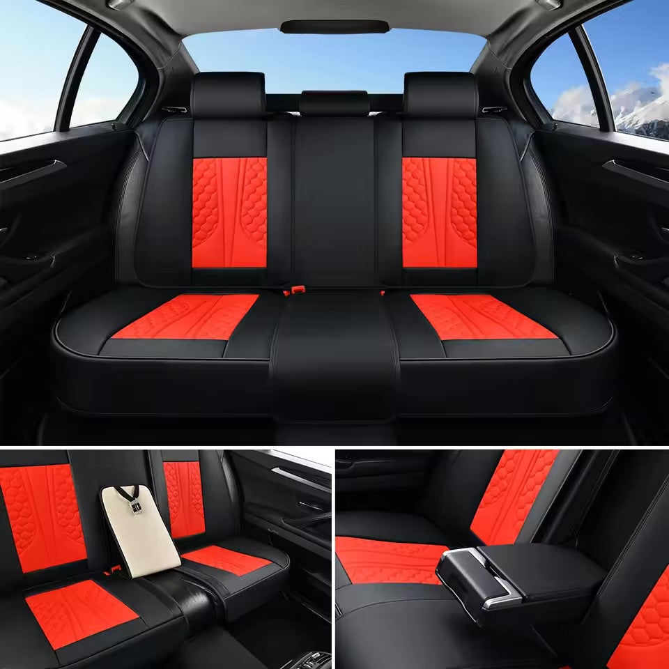 Red 3D Massage Car Seat Covers – Memory Foam, Breathable Leather, Fixed Lumbar Support, Universal Fit for Sedans & SUVs - Delicate Leather  