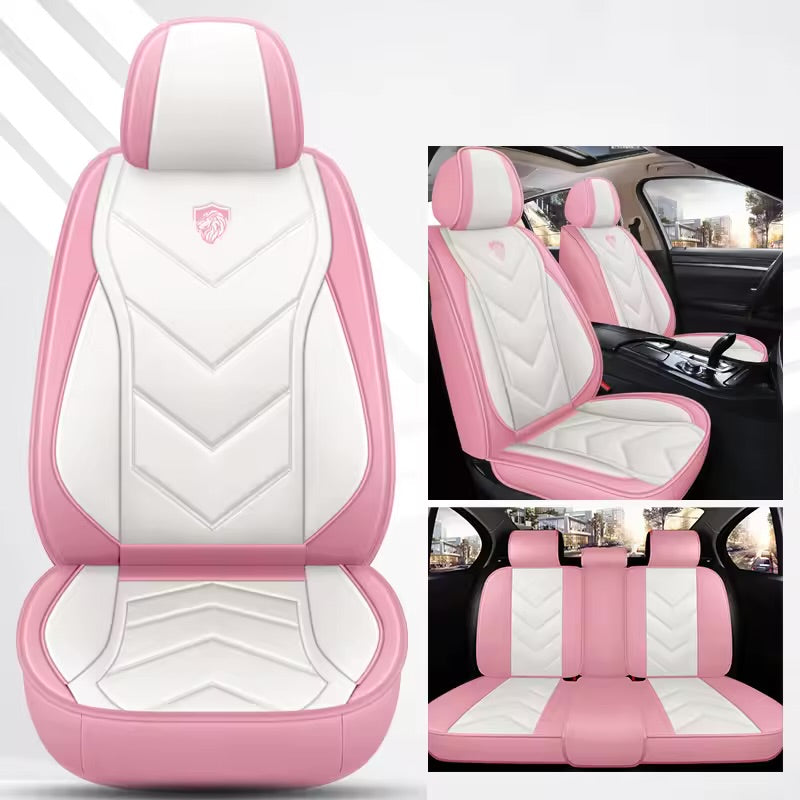 Leather Car Seat Covers – Universal Fit for Sedans and SUVs, Waterproof Full Seat Protection - Delicate Leather  