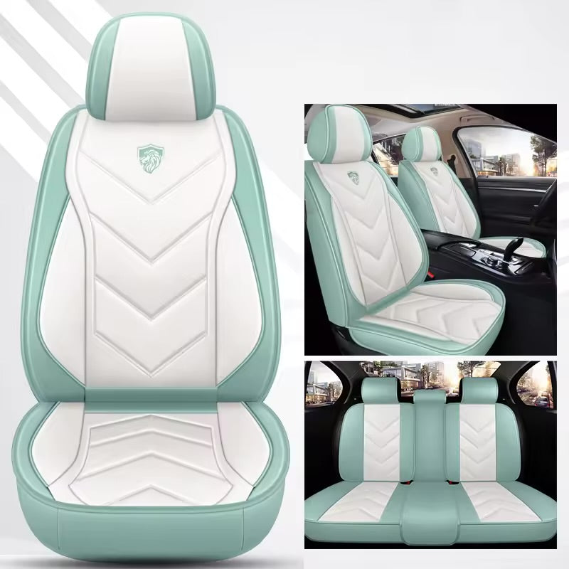 Leather Car Seat Covers – Universal Fit for Sedans and SUVs, Waterproof Full Seat Protection - Delicate Leather  