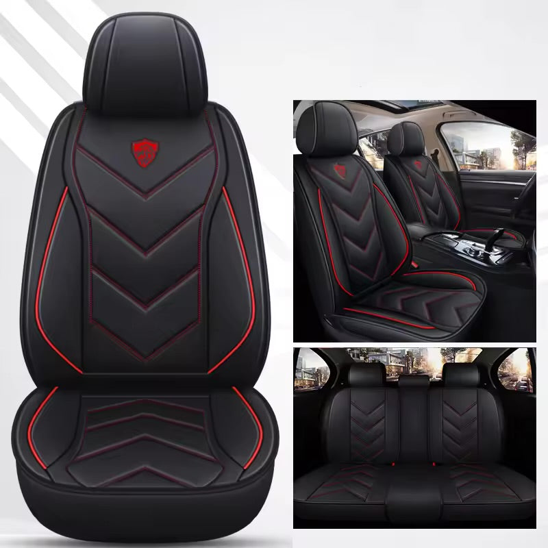 Leather Car Seat Covers – Universal Fit for Sedans and SUVs, Waterproof Full Seat Protection - Delicate Leather  